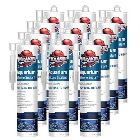 Krakenbond Krakenbond Aquarium Silicone, Non Toxic, %100 Silicone, 10.1 fl. oz, Clear, 12PK KR102YASS-12